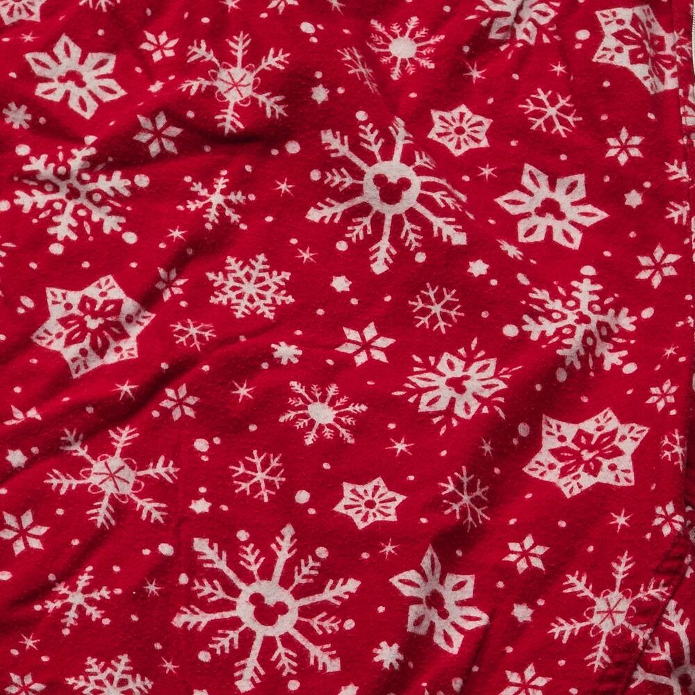 Disney Parks Red Mikey Snowflake Christmas Holiday Fleece Pajama Lounge Pants PJ - Picture 2 of 7